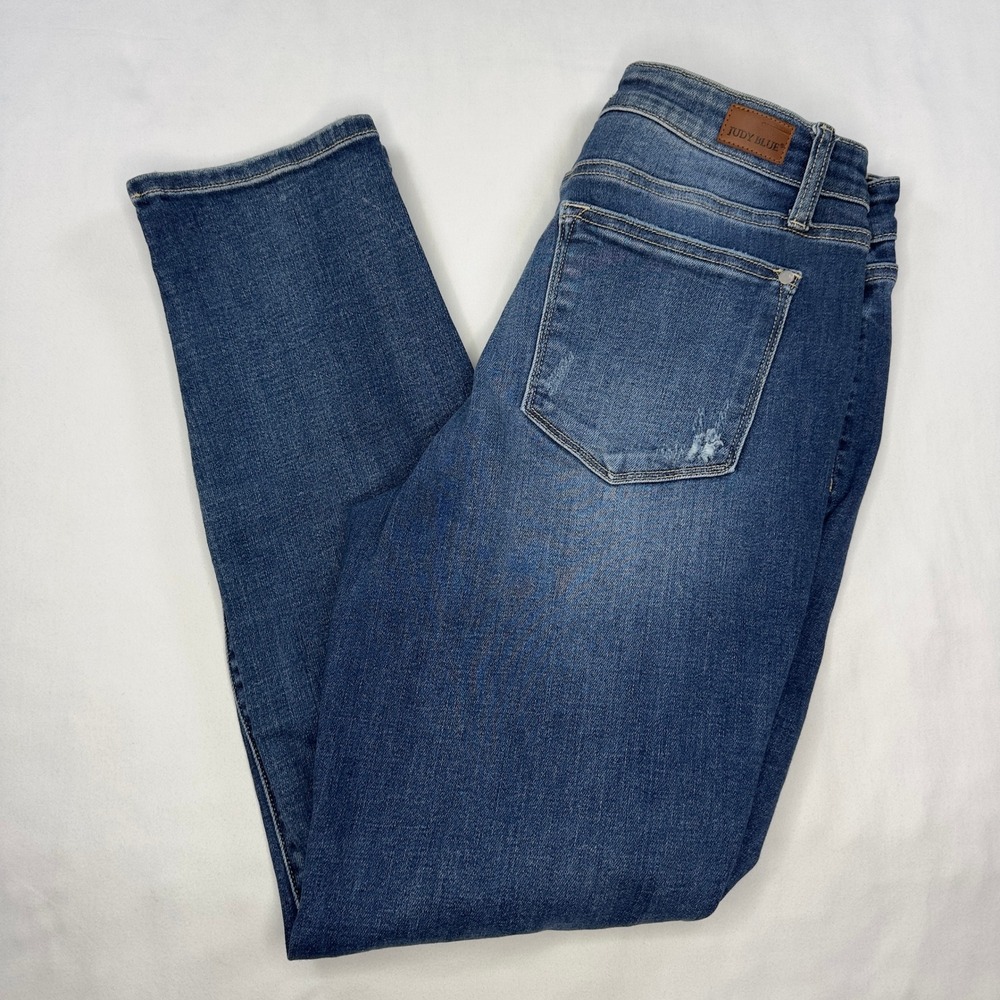 Judy Blue‎ Jeans Womens 11/30 Boyfriend Fit Distressed Blue Denim Mid Rise